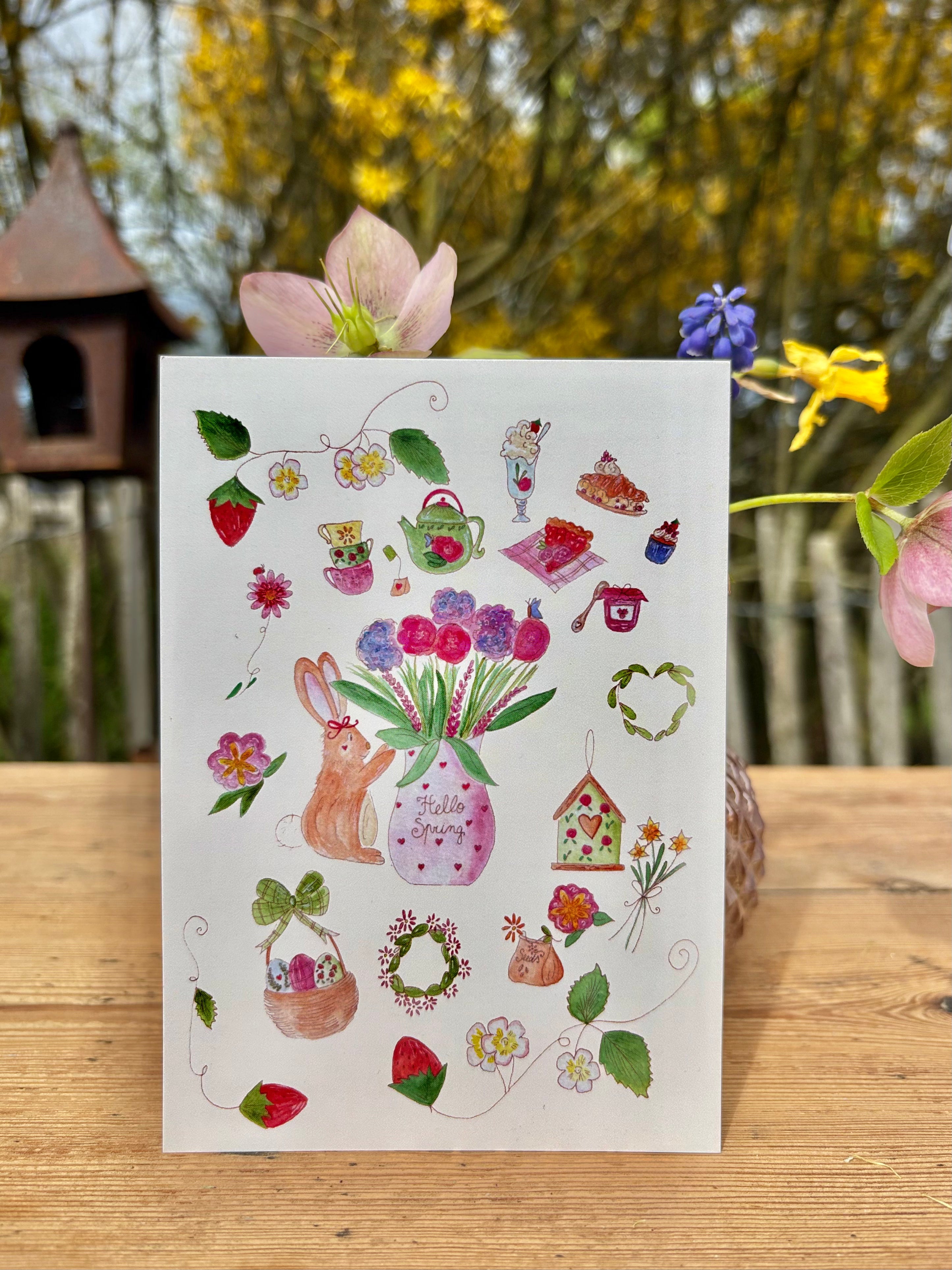 Carte pour célébrer la douce arrivée du printemps 🌸🐇💐