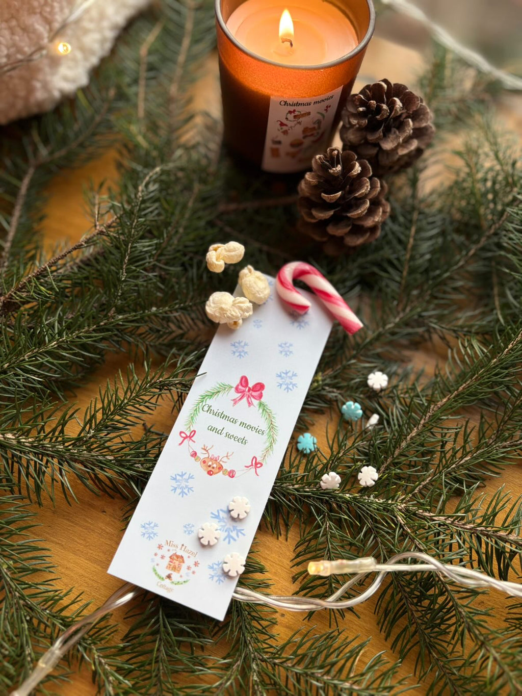 Marque-pages illustré "Christmas movies and sweets"